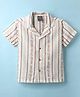 Little Kangaroos Cotton Woven Half Sleeves Striped Shirt - Brown & White