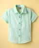 Little Kangaroos Cotton Woven Half Sleeves Shirt with Coconut Tree Print - Sea Green