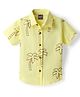 Little Kangaroos Cotton Woven Half Sleeves Shirt with Coconut Tree Print - Light Yellow
