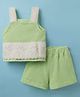 Little Kangaroos Cotton Woven Sleeveless Solid Top & Shorts Set - Lime Green