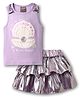 Little Kangaroos Knit Sleeveless Top & Skirt Set With Seashell Print - Purple