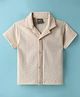 Little Kangaroos Cotton Woven Half Sleeves Solid Color Textured Shirt - Off White