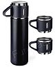 Bunie Vacuum Insulated Thermos Flask Set with Cups  Black