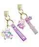 Bunie Cute Unicorn Design 3D Fancy Keychains  2 Pcs Purple