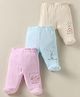 Zero Sinker Woven Footed Bootie Leggings With Animal Print Pack Of 3 - Pink Light Green & Lilac