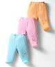 Zero Sinker Woven Bootie Leggings with Animal Print Pack of 3 - Light Orange Pink & Light Blue