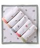 Zero Cotton Knit Wash Cloths With Floral Print Pack Of 6 White Grey & Pink - L 24.5 x B 26 cm