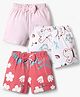 Kookie Kids Shorts With Stripes & Floral Print and Bow Applique Pack of 3 - Red & White