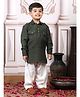 Polka Tots Cotton Full Sleeves Solid Pathani Style Kurta & Pyjama Set - Green