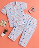 Polka Tots Muslin Woven Half Sleeves Hearts Printed Coordinating Night Suit Set - Multi Colour