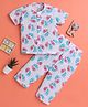 Polka Tots Muslin Woven Half Sleeves Lil Feet Printed Coordinating Night Suit Set - Pink & Blue