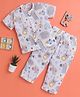 Polka Tots Muslin Woven Half Sleeves Cartoon Animals Printed Coordinating Night Suit Set - Multi Colour