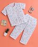 Polka Tots Muslin Woven Half Sleeves Floral Printed Coordinating Night Suit Set - Multi Colour