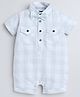 Polka Tots Cotton Half Sleeves Checked Shirt Style Romper With Set - Green