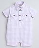 Polka Tots Cotton Half Sleeves Checked Shirt Style Romper With Set - Pink