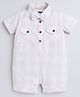 Polka Tots Cotton Half Sleeves Checked Shirt Style Romper With Set - Orange