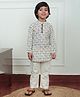 Polka Tots Cotton Full Sleeves Cats Printed Kurta Pyjama Set - Cream