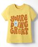 Kookie Kids Single Jersey Knit Half Sleeves T-Shirt With Text Print - Yellow