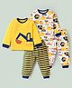 Kookie Kids Single Jersey Knit Full Sleeves Night Suits With Vehicle Print Pack of 2 - Yellow & White