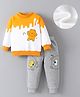 Mark & Mia Full Sleeves Winter Wear Suit with Bear Print - Yellow White & Grey