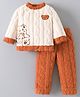 Mark & Mia Full Sleeves Winter Wear Night Suit With Bear & Cable Knit Design - Brown & Cream