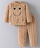 Mark & Mia Full Sleeves Co-ords Fur Winter Night Suit with Cable Knit Design - Grey