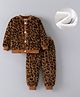 Mark & Mia Full Sleeves Winter Wear Co-ord Suit Set with Leopard Print - Brown