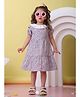 Beebay Cotton Half Puffed Sleeves Floral Printed Schiffli Embroidered Tiered Dress - Multi Colour
