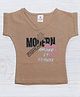 Lei-Chie Cotton Half Sleeves Modern Fashion Text Printed Tee - Beige