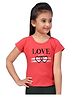 Lei-Chie Cotton Half Sleeves Love Text Printed Tee - Pink