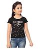 Lei-Chie Cotton Half Sleeves Polka Dots Foil Printed Tee - Black