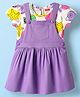 Babyhug Cotton Knit Frock & Half Sleeves Inner Tee With Sea Animals Print - Purple & White