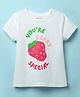 Kookie Kids Single Jersey Knit Half Sleeves T-Shirt With Strawberry Print - White