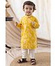 Tiber Taber 100% Cotton Full Sleeves Floral Printed Kurta & Pyjama Set - Yellow