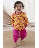 Tiber Taber 100% Cotton Full Sleeves Floral Printed Kurta & Dhoti Set - Yellow