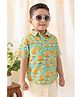 Tiber Taber 100% Cotton Half Sleeves Kathakali Dancer Printed Shirt - Green