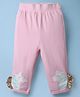 Little Kangaroos Cotton Knit Full Length Leggings with Unicorn Print & Applique - Pink