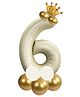 Decormantra 6 Six 32 Inch Number Foil Balloon For 6th Birthday Decoration Kit Items -Pack of 14-Cream