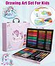 Fiddlerz Unicorn Theme 128 Pcs Color Set for Kids with Crayons Pencils Paints and Accessories in Portable Carry Case for Drawing Coloring and School Fun (Pink)