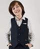 One Friday Cotton Sleeveless Solid Waistcoat - Navy Blue