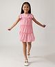 One Friday Flutter Sleeves Floral Applique Detailed Tiered Dress - Pink