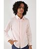 One Friday Cotton Full Sleeves Solid Pleated Shirt - Pink