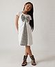 One Friday Cotton Cap Sleeves Bow Applique Detailed Leopard Printed Dress - Off White