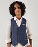One Friday Cotton Sleeveless Striped Waistcoat - Blue