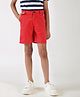 One Friday 100% Cotton Solid Shorts - Red