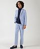 One Friday Full Sleeves Solid Blazer With Shirt & Pant Set - Blue