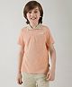 One Friday Cotton Half Sleeves Textured Polo Tee - Pink