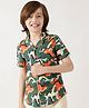 One Friday Cotton Half Sleeve Abstract Printed Loose Fit Shirt - Multi Colour