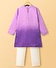 Pine Kids Woven Full Sleeves Kurta Pajama Set With Ombre Effect & Foil Print - Lilac