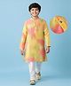 Pine Kids Woven Full Sleeves Kurta Pyjama Set with Tie-Dye Effect - Yellow Pink & White